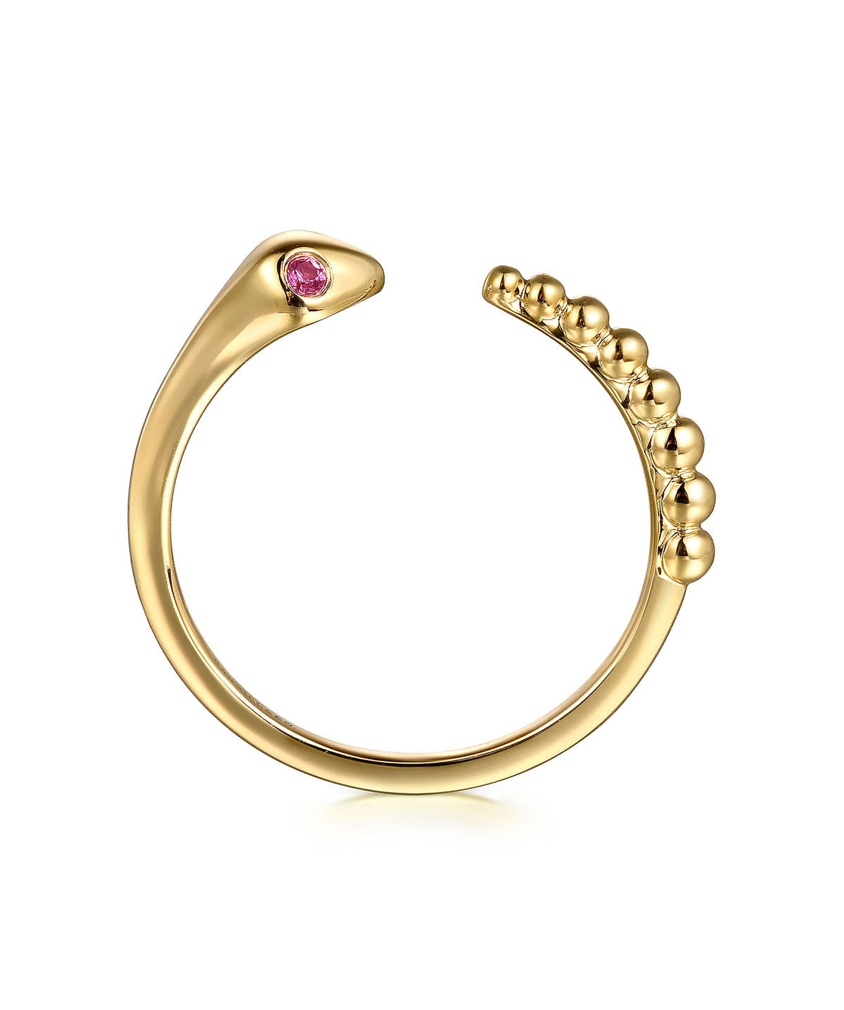 14K Yellow Gold Bujukan And Ruby Snake Open Ring