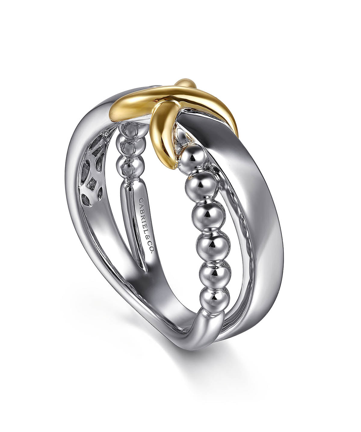 925 Sterling Silver and 14K Yellow Gold Bujukan Criss Cross Ring