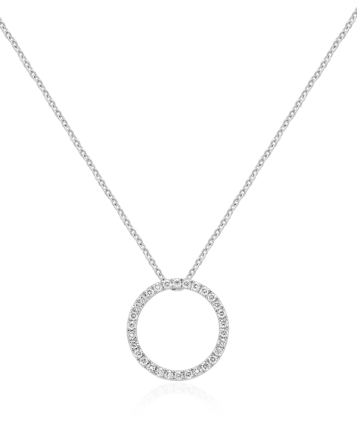 14K White Gold Lab Grown Diamond Circle Pendant Necklace