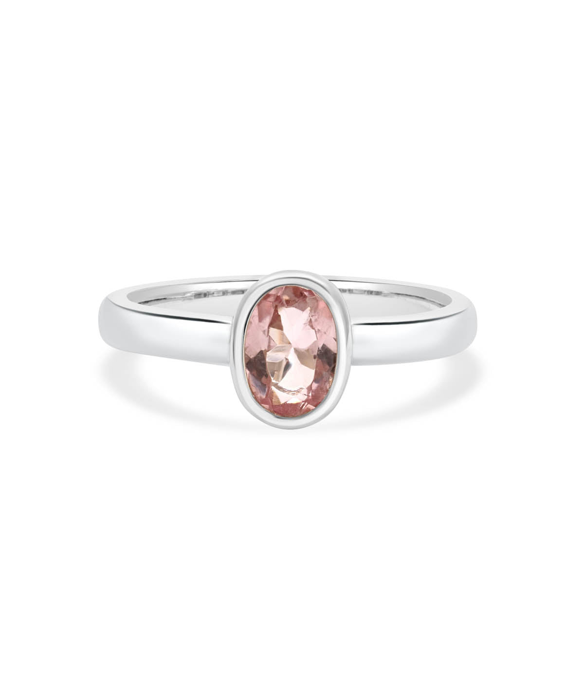 Sterling Silver Pink Tourmaline Bezel Ring