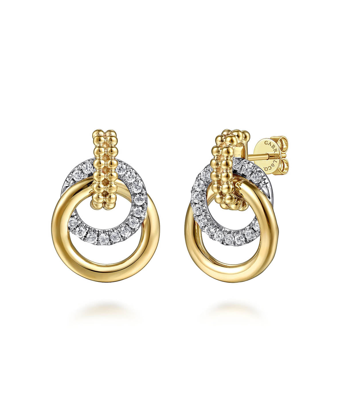 14K White Yellow Gold Bujukan Diamond Stud Earrings