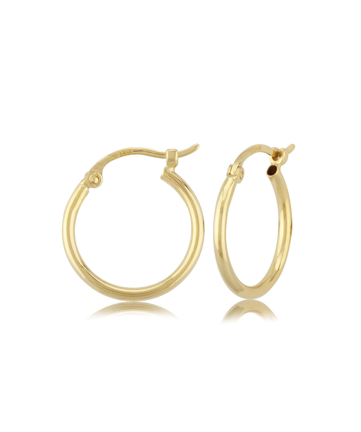 14K Yellow Gold 1.5x15mm Small Hoop Earrings