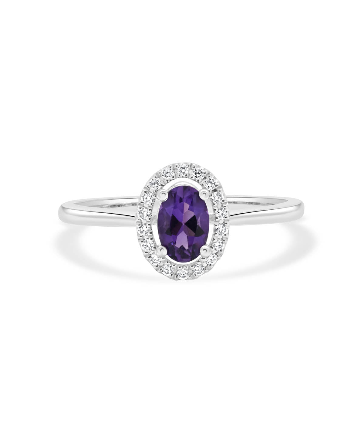 14K White Gold 0.39ct Amethyst and Diamond Halo Ring