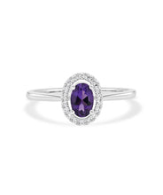 14K White Gold 0.39ct Amethyst and Diamond Halo Ring