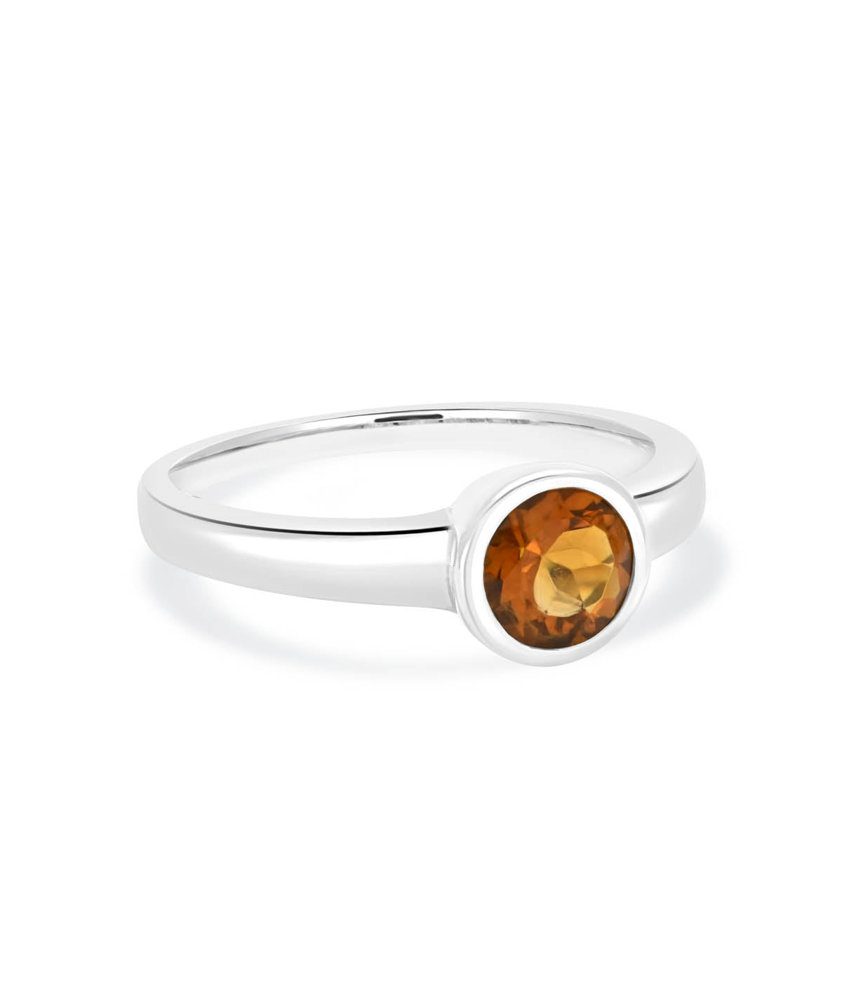 Sterling Silver Bezel Set 6mm Citrine Ring