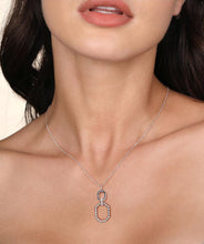 925 Sterling Silver Octagon White Sapphire Bujukan Drop Pendant Necklace