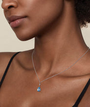 925 Sterling Silver Pear Blue Topaz Bujukan Pendant Necklace