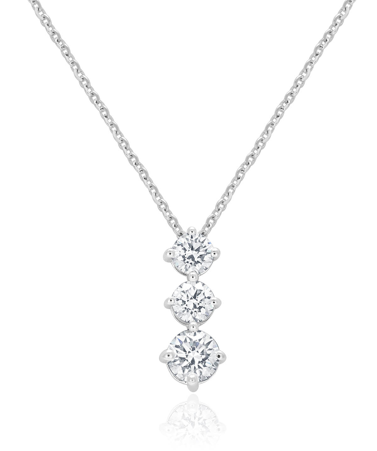 14K White Gold Lab Grown Diamond Drop Pendant Necklace