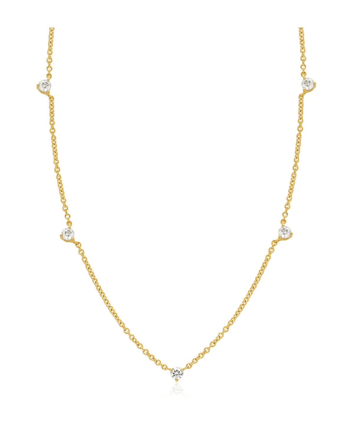 14K Yellow Gold Diamond Station Necklace