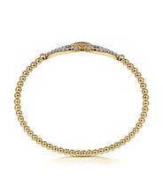 14K Yellow Gold Bujukan Beads and Diamond Split Bangle Bracelet