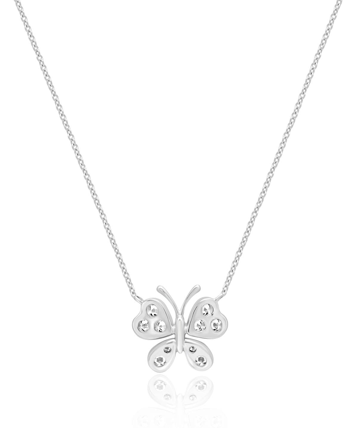 14K White Gold Diamond Butterfly Pendant