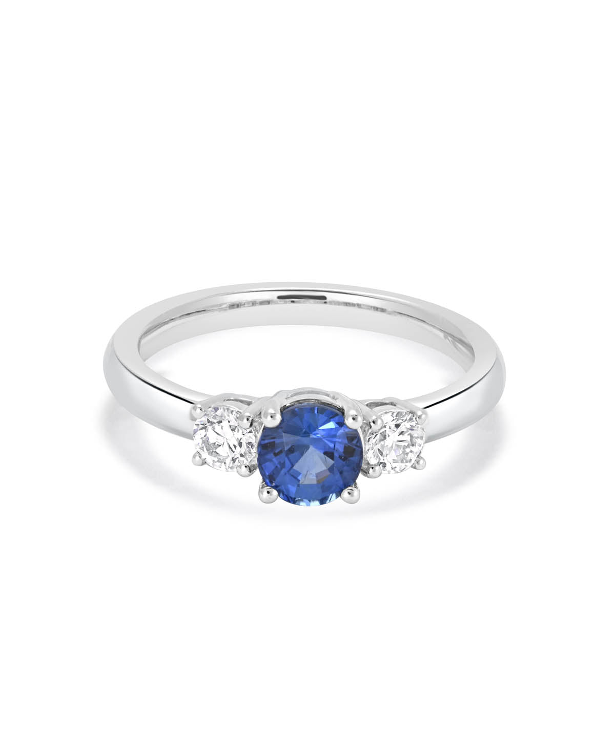 18K White Gold 0.90ct Sapphire and Diamond Three Stone Ring