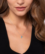 925 Sterling Silver Pear Blue Topaz Bujukan Pendant Necklace