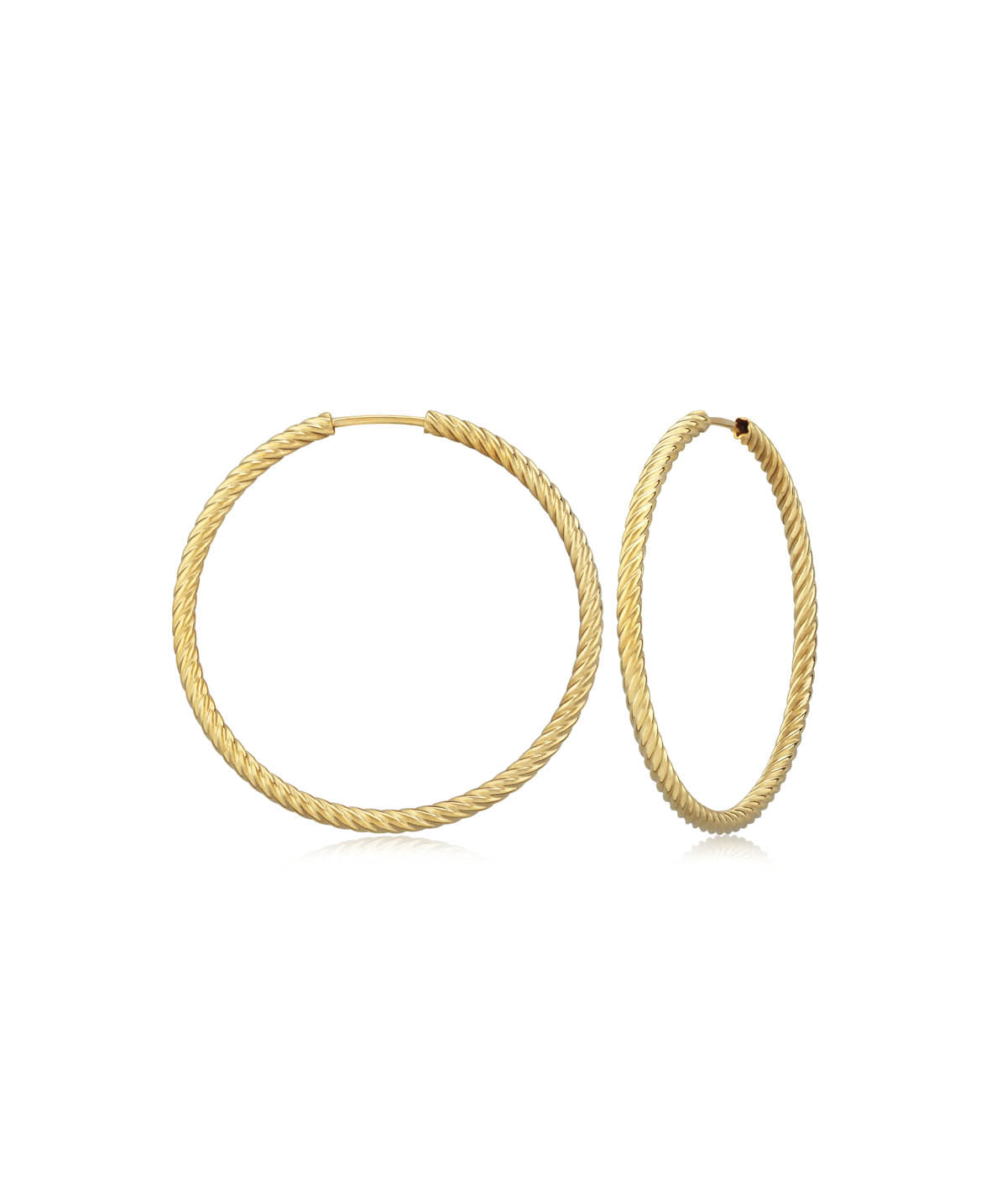 14K Yellow Gold Twisted Tubing Hoop Earrings