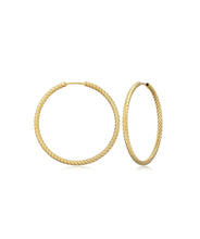 14K Yellow Gold Twisted Tubing Hoop Earrings