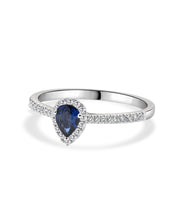 14K White Gold 0.33ct Sapphire and Diamond Halo Ring