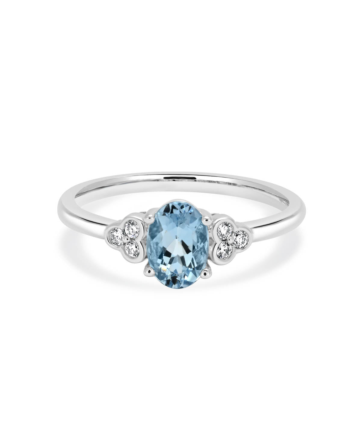 14K White Gold Aquamarine and Diamond Accent Ring