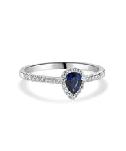 14K White Gold 0.33ct Sapphire and Diamond Halo Ring