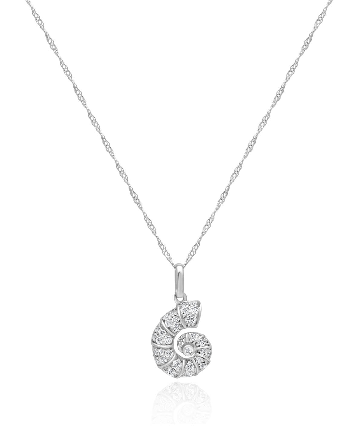 14K White Gold Diamond Seashell Pendant