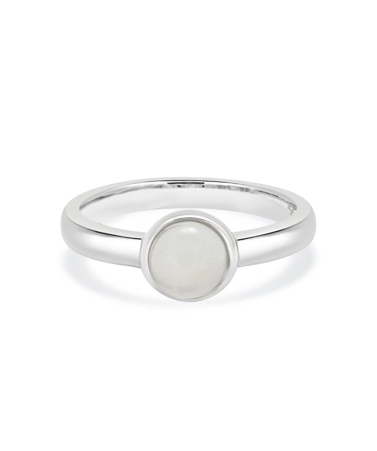 Sterling Silver Bezel Set 6mm Moonstone Ring