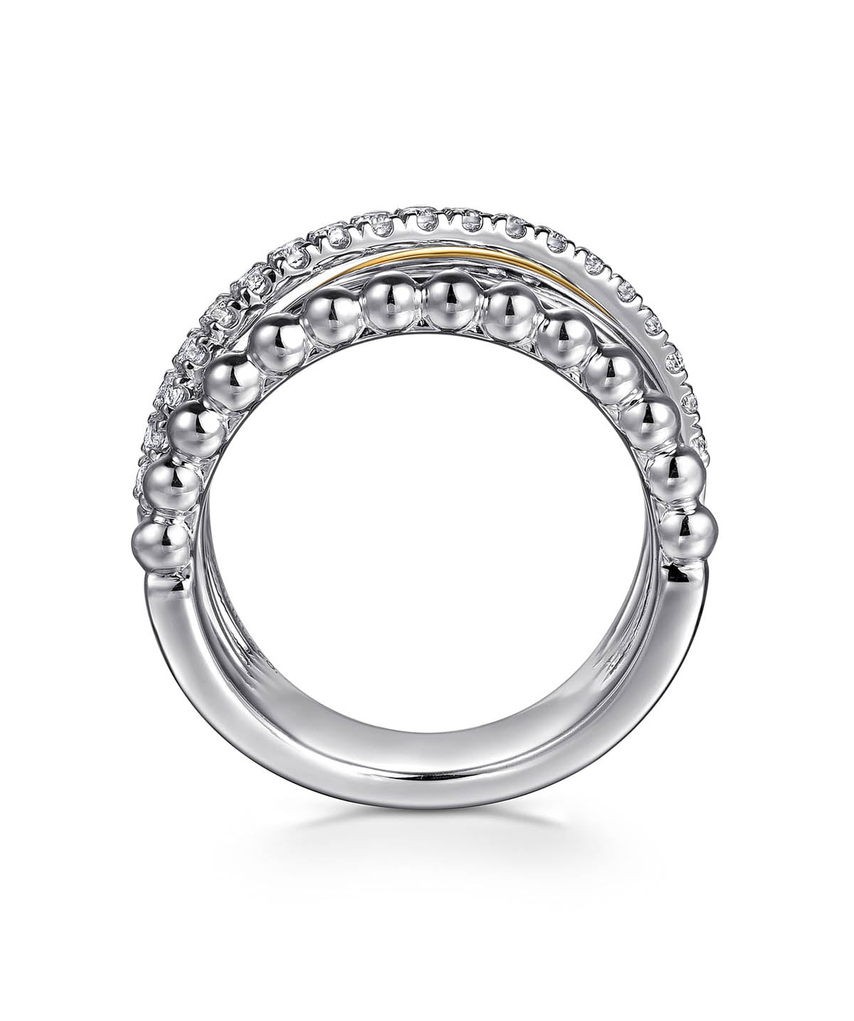 925 Sterling Silver and 14K Yellow Gold Bujukan White Sapphire Wide Band Ring