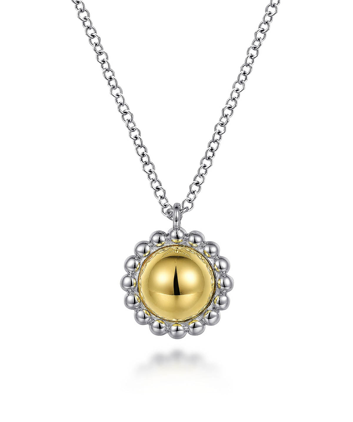 925 Sterling Silver and 14K Yellow Gold Fashion Pendant Necklace