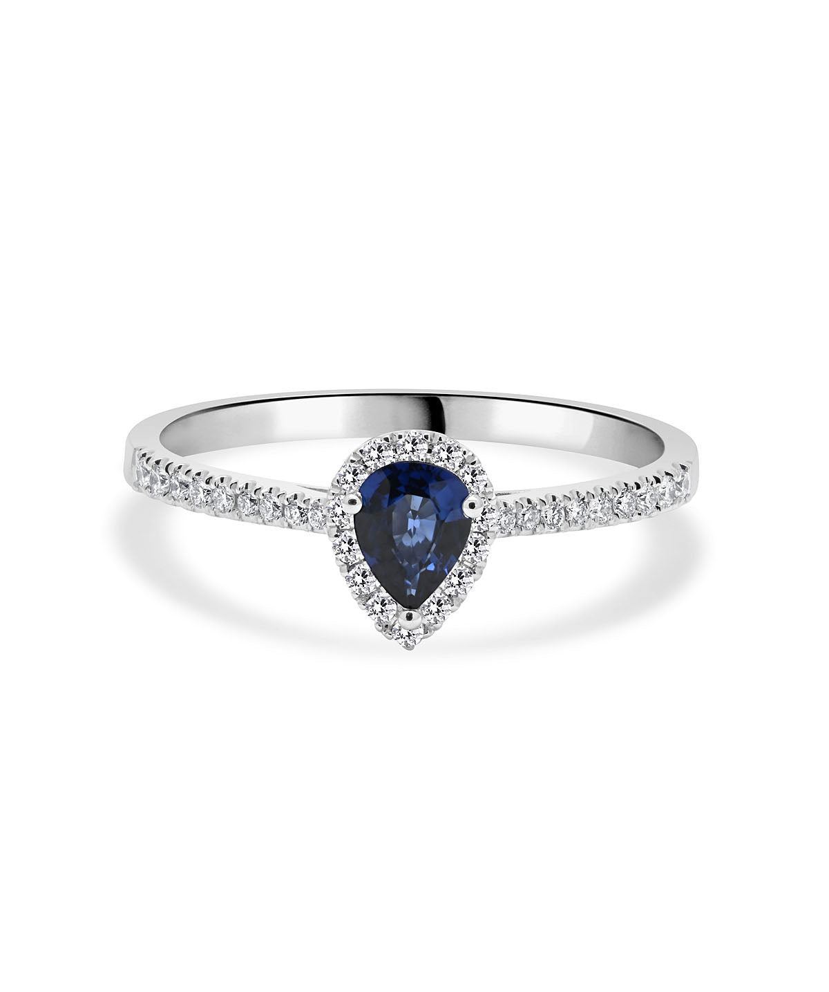 14K White Gold 0.33ct Sapphire and Diamond Halo Ring