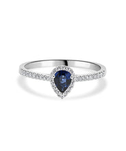 14K White Gold 0.33ct Sapphire and Diamond Halo Ring