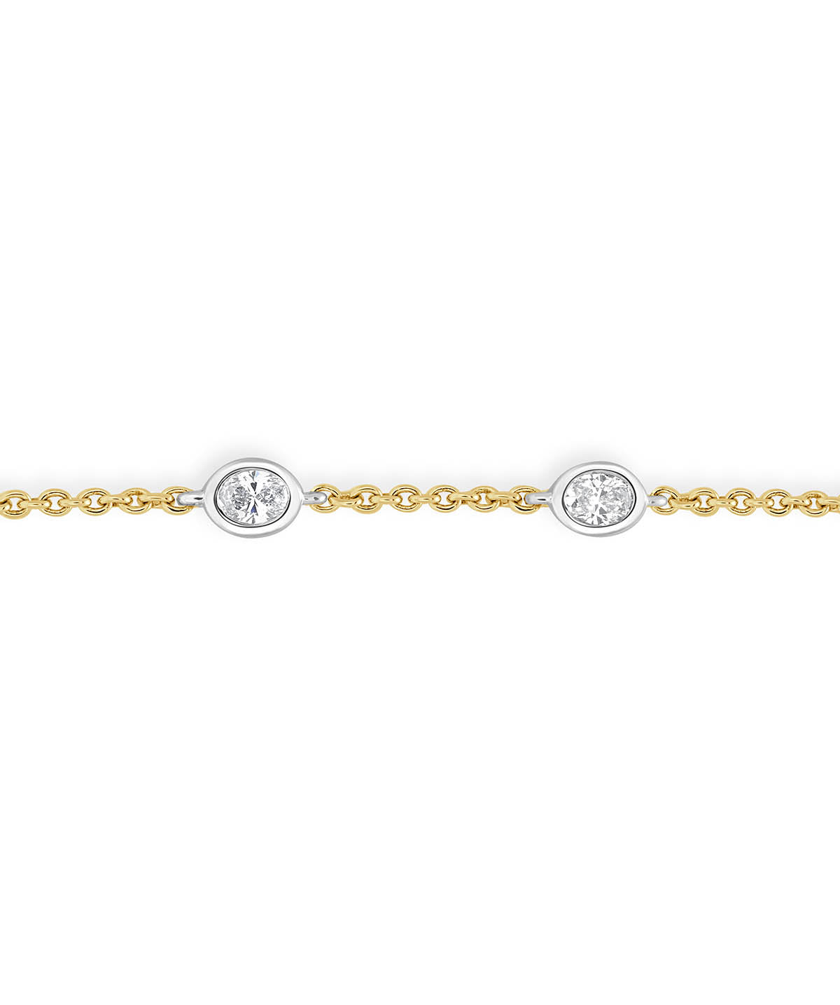 14K Yellow & White Gold Lab Grown Diamond Chain Bracelet