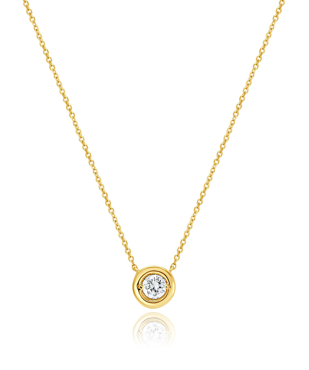 14K Yellow Gold 0.25ct Round Bezel Set Diamond Necklace