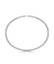 14K White Gold Bujukan Bead Cuff Bracelet with Diamond Pave Bars