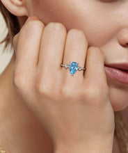 925 Sterling Silver Pear Blue Topaz Bujukan Ring