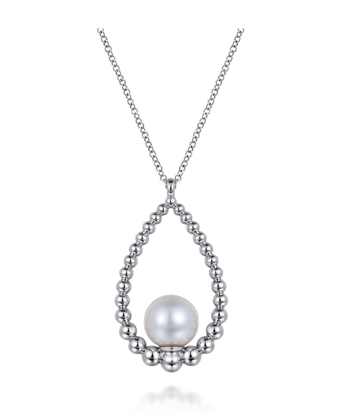 925 Sterling Silver Pearl Bujukan Drop Necklace