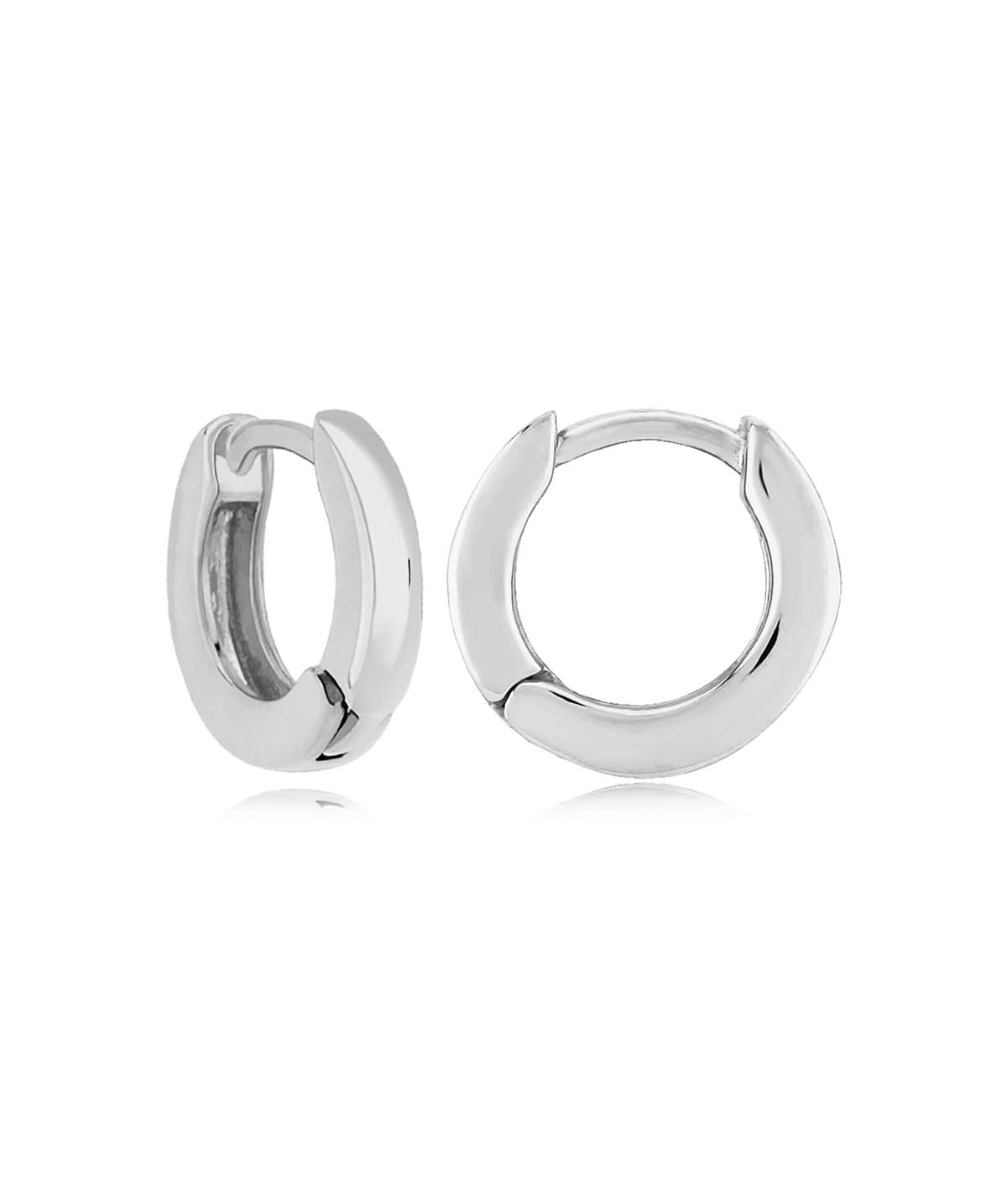 14K White Gold 3x12mm Hinged Hoop Earrings