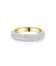 14K Yellow Gold Three Row Diamond Band