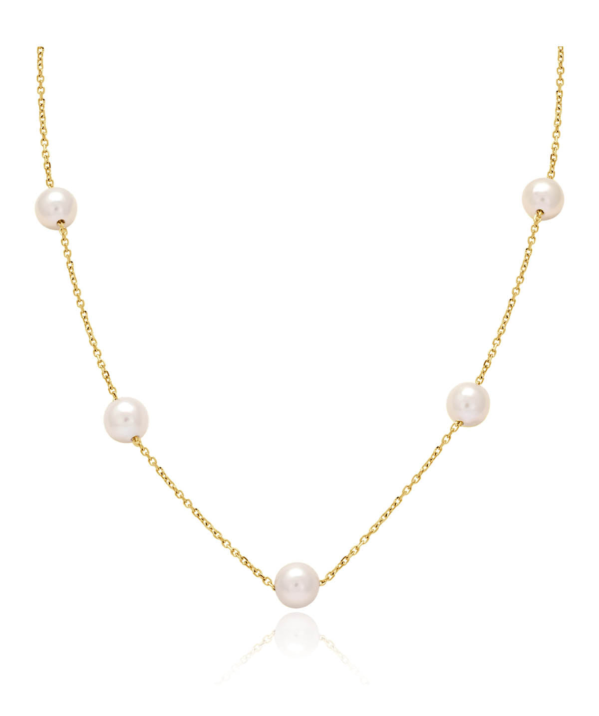 14K Yellow Gold Pearl Tin Cup Necklace