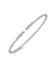 14K White Gold Bujukan Bead Cuff Bracelet with Diamond Pave Bars