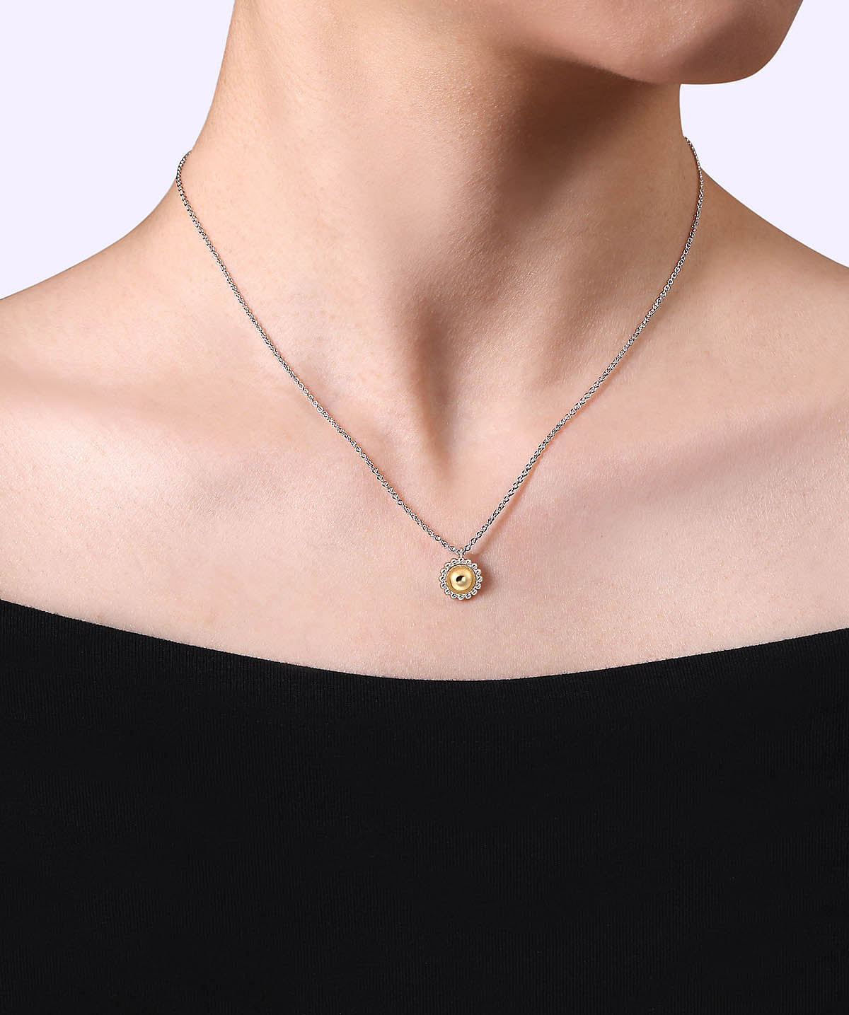 925 Sterling Silver and 14K Yellow Gold Fashion Pendant Necklace
