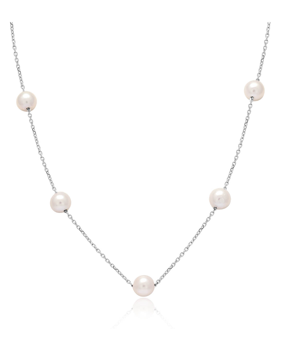 14K White Gold 6-6.5mm Pearl Tin Cup Necklace