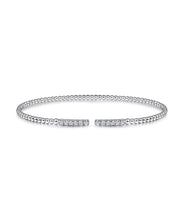 14K White Gold Bujukan Bead Cuff Bracelet with Diamond Pave Bars