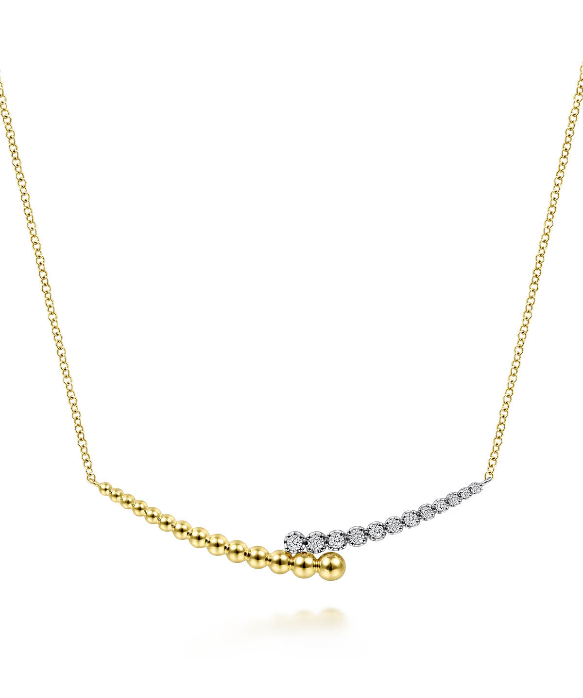 14K Yellow-White Gold Bujukan Diamond Bar Necklace