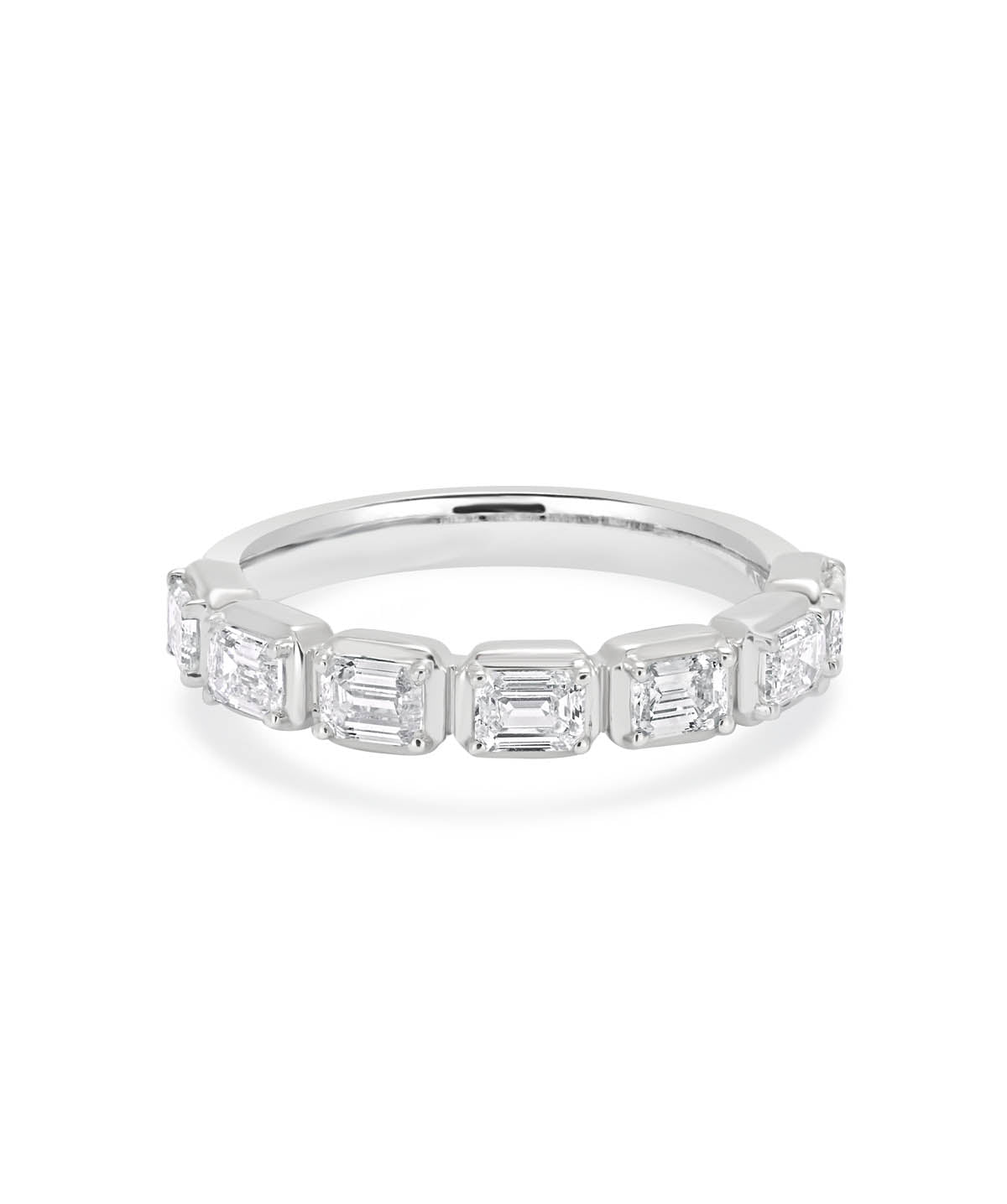 18K White Gold 1.00ctw Emerald Cut Diamond Band