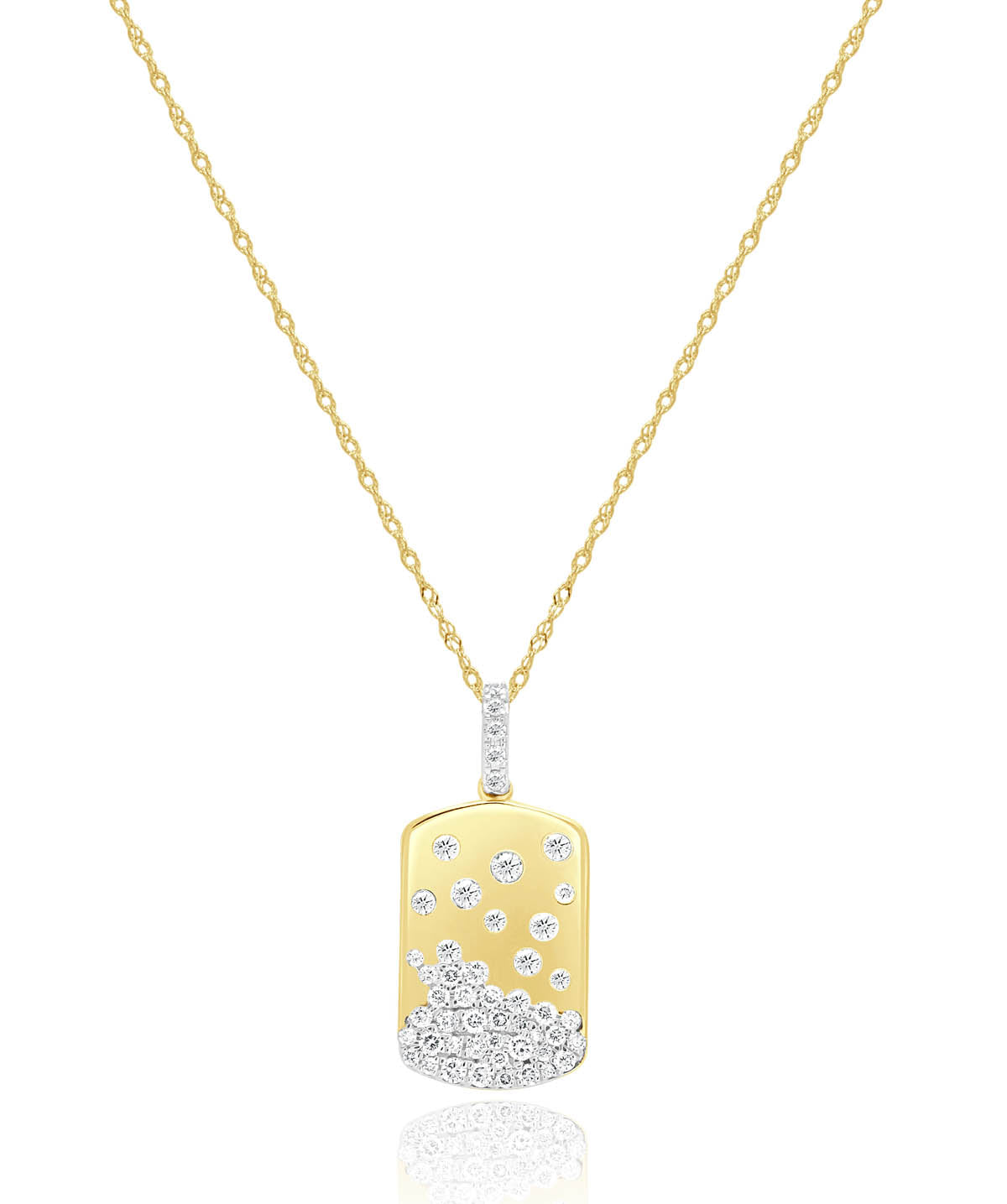 14K Yellow Gold 0.50ctw Diamond Accented Dog Tag Pendant