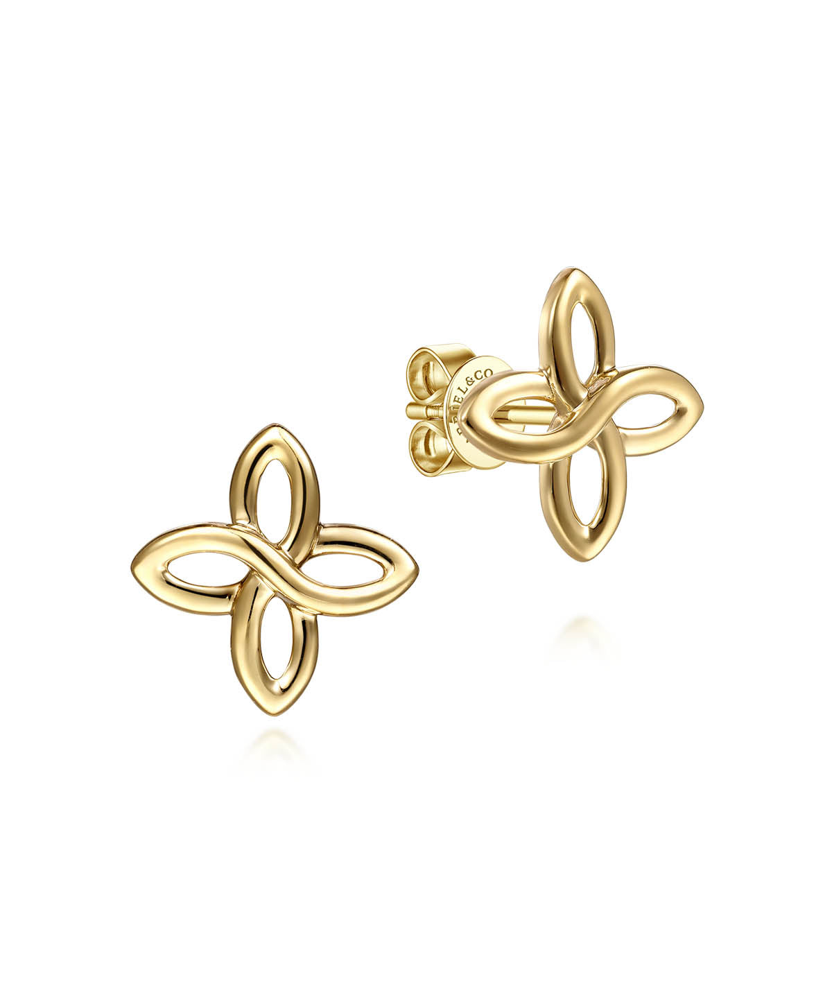 14K Yellow Gold Quatrefoil Stud Earrings