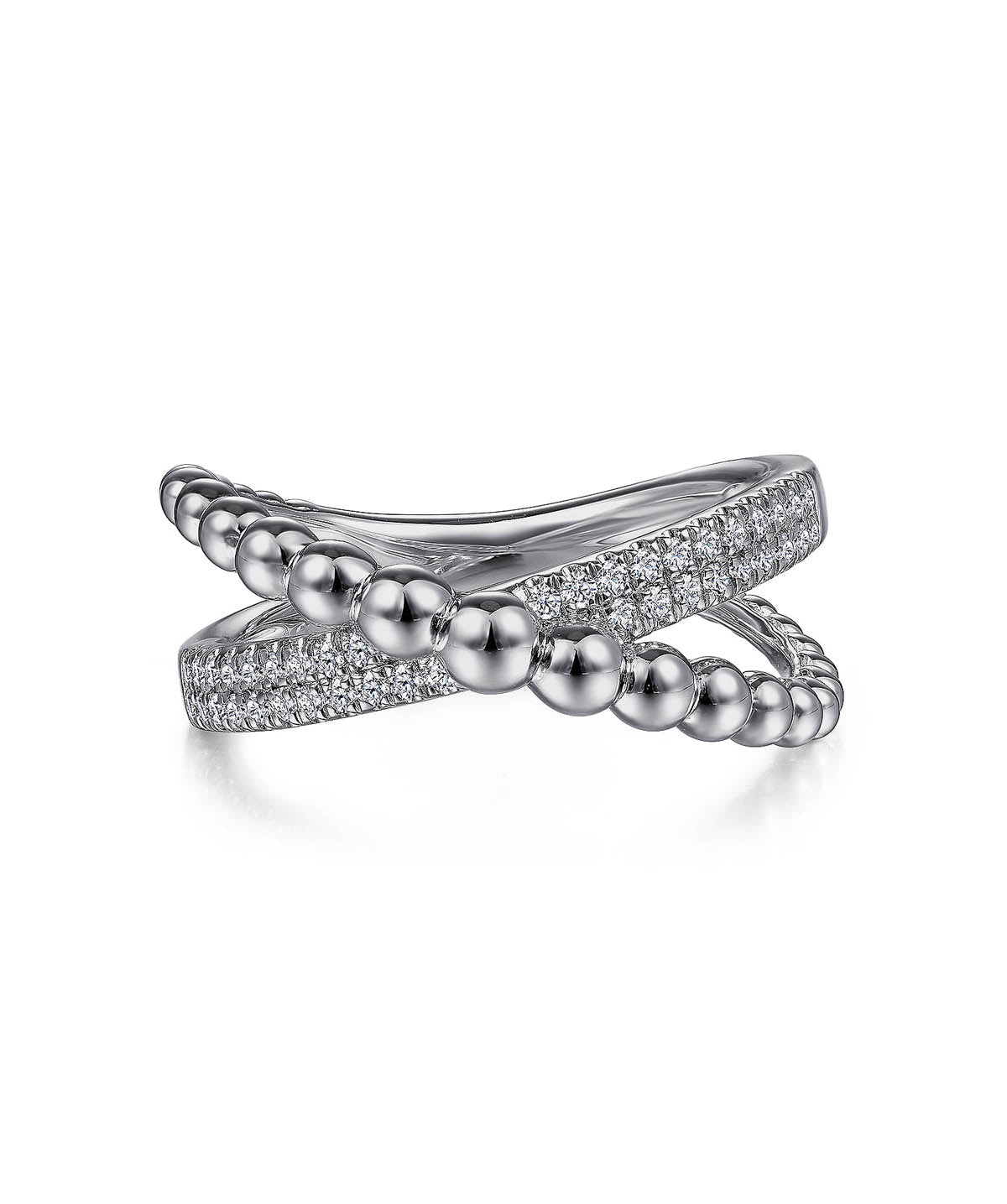 925 Sterling Silver White Sapphire Bujukan Criss Cross Ring