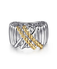 925 Sterling Silver and 14K Yellow Gold Bujukan Shrimp Criss-Cross Ring