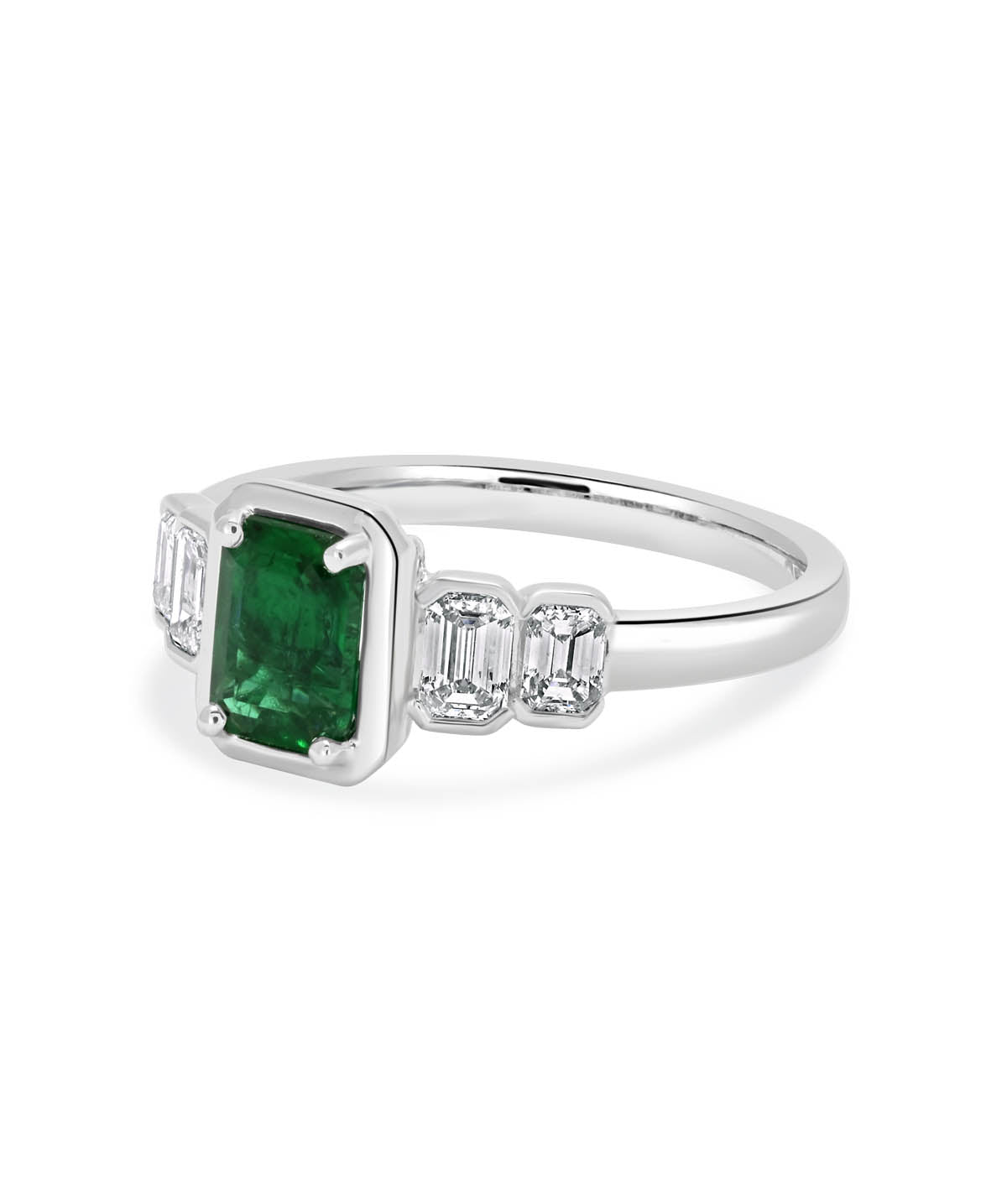 18K White Gold 0.85ct Emerald and Diamond Ring