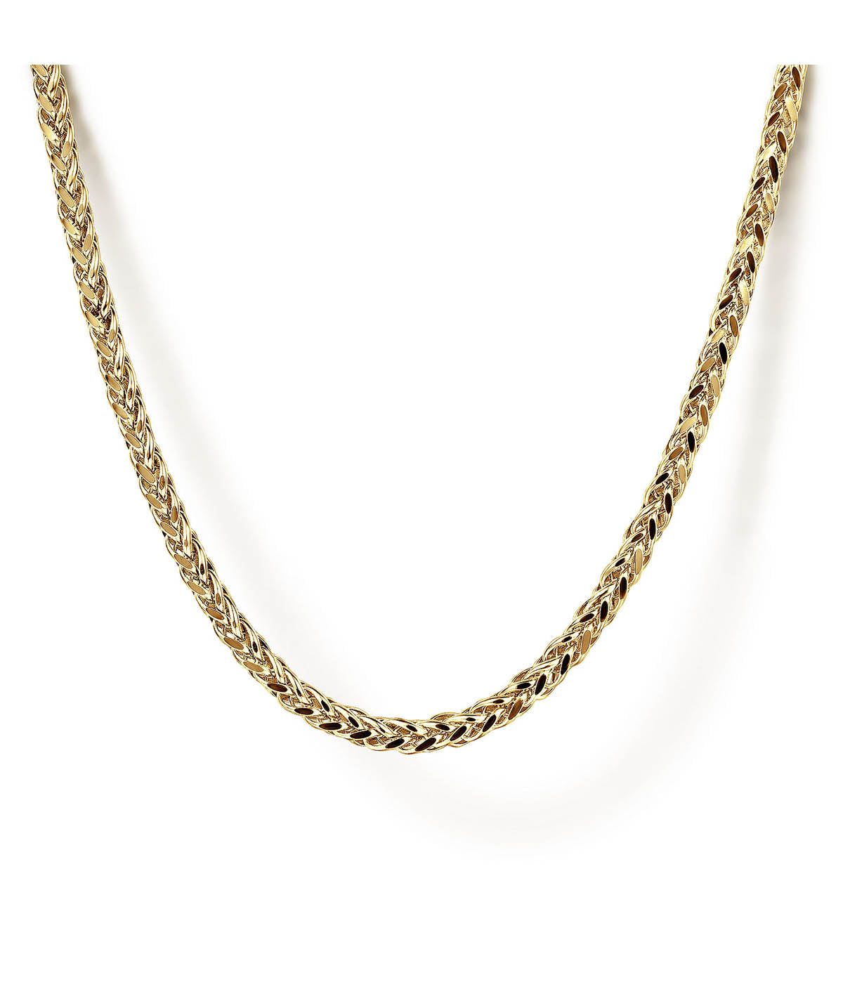 22 Inch 14K Yellow Gold Hollow Men's Wheat Chain Necklace