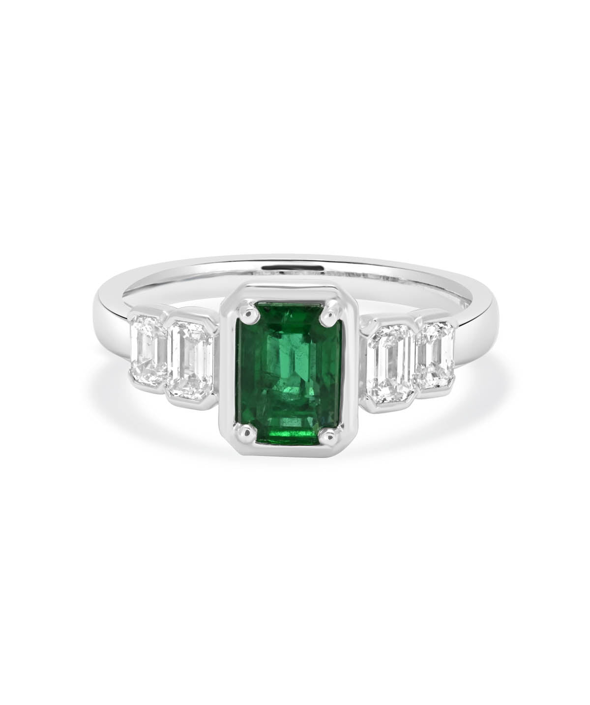 18K White Gold 0.85ct Emerald and Diamond Ring