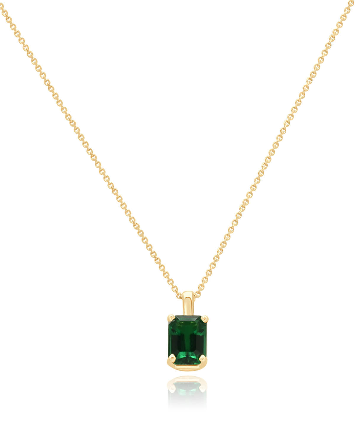 14K Yellow Gold 8x6mm Lab Grown Emerald Pendant